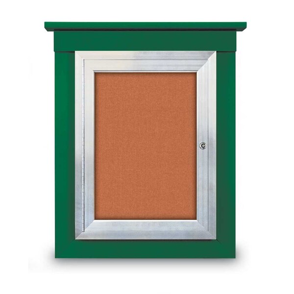 60"x48" 2-Door Enclosed Letterboard, Header, Black Vinyl/Walnut